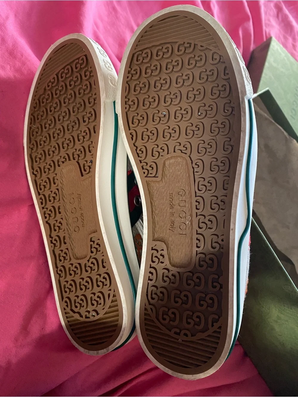 Gucci Beige Canvas Low-Top Sneakers with Multicolor GG Embroidery